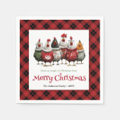 Stylish Whimsical Chickens Custom Name Minimalist  Servet (Voorkant)