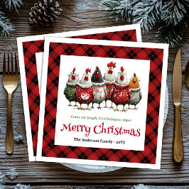 Stylish Whimsical Chickens Custom Name Minimalist  Servet