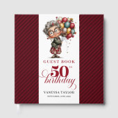 Stylish Whimsical Woman 50th Birthday Funny Book Gastenboek (Voorkant)
