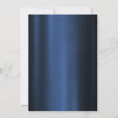 Stylish White Bow Pearls Navy Blue Metallic Kaart (Achterkant)