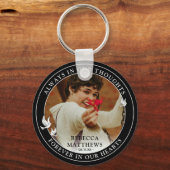 Stylish White Doves Foto & Memorial Keepslag Sleutelhanger (Voorkant)