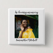 Stylish White Photo Funeral Vierkante Button 5,1 Cm (Voorkant)