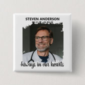 Stylish White Photo Funeral Vierkante Button 5,1 Cm (Voorkant)