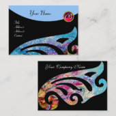 STYLISH WIL 2 MONOGRAM, RED RUBY, aqua blue, blauw Visitekaartje (Voorkant / Achterkant)