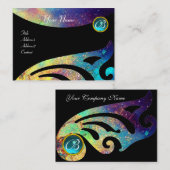 STYLISH WINGS MONOGRAM, AQUA BLUE, Teal, Turquoise Visitekaartje (Voorkant / Achterkant)