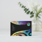 STYLISH WINGS MONOGRAM, AQUA BLUE, Teal, Turquoise Visitekaartje (Staand voorkant)