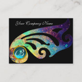 STYLISH WINGS MONOGRAM, AQUA BLUE, Teal, Turquoise Visitekaartje (Achterkant)