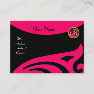 STYLISH WINGS MONOGRAM, RED RUBY, fuchsia gold Visitekaartje