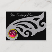 STYLISH WINGS MONOGRAM, RED RUBY, fuchsia Grey Visitekaartje (Achterkant)