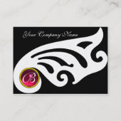 STYLISH WINGS MONOGRAM, RED RUBY, fuchsia paarl Visitekaartje (Achterkant)