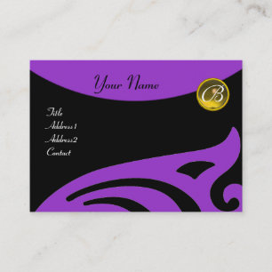 STYLISH WINGS MONOGRAM YELLOW TOPAZ, paars violet Visitekaartje