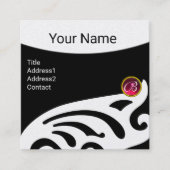 STYLISH WINGS RUBY GEM MONOGRAM Black White Pearl Vierkante Visitekaartje (Voorkant)
