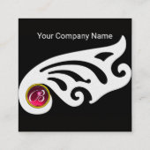 STYLISH WINGS RUBY GEM MONOGRAM Black White Pearl Vierkante Visitekaartje (Achterkant)