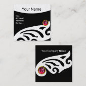 STYLISH WINGS RUBY GEM MONOGRAM Black White Pearl Vierkante Visitekaartje (Voorkant / Achterkant)