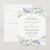 Stylish Wisteria Floral Wreath Wedding Uitnodiging Briefkaart (Voorkant / Achterkant)