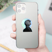 Stylish Woman in Monochromatic Portrait Sticker (Telefoon)