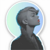 Stylish Woman in Monochromatic Portrait Sticker (Voorkant)