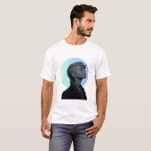 Stylish Woman in Monochromatic Portrait T-shirt (Voorkant volledig)