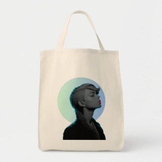 Stylish Woman in Monochromatic Portrait Tote Bag