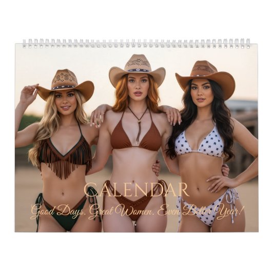 Stylish Women in Cowboy Hats & Western Scenes Kalender (Hoes)