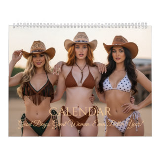 Stylish Women in Cowboy Hats & Western Scenes Kalender