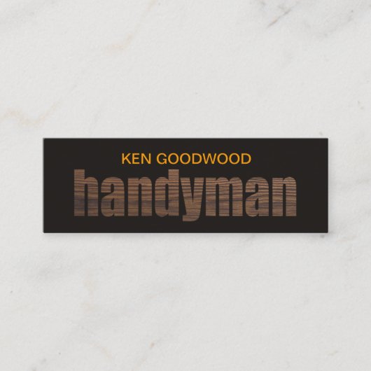 Stylish Wood Grain Handyman Signage Mini Visitekaartje (Voorkant)