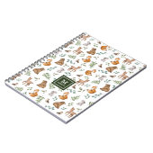 Stylish Woodland Animals Forest Greenery Monogram Notitieboek (Linkerzijde)
