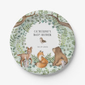 Stylish Woodland Forest Animals Baby shower Favors Papieren Bordje (Voorkant)