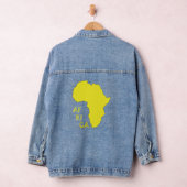 Stylish Yellow Africa Continent Map Denim Jacket (Hangar)