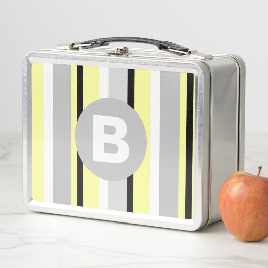 Stylish Yellow and Grey Striped Monogram (In situ)