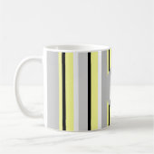 Stylish Yellow and Grey Striped Monogram Koffiemok (Links)