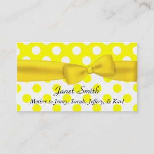 Stylish Yellow and White Polka Dot mammie card Contactkaartje