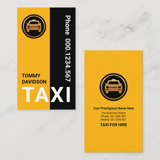 Stylish Yellow Black Stripes Taxi-driver Visitekaartje (Voorkant / Achterkant)
