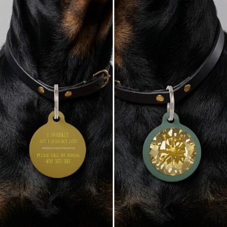 Stylish Yellow Diamond Call Dog Cat Round Pet Tag Huisdierpenning