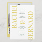 Stylish Yellow & Green Typography QR Code Wedding Kaart (Voorkant / Achterkant)