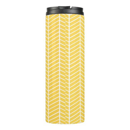 Stylish Yellow Herringbone Chevron ZigZag Monogram Thermosbeker (Achterkant)