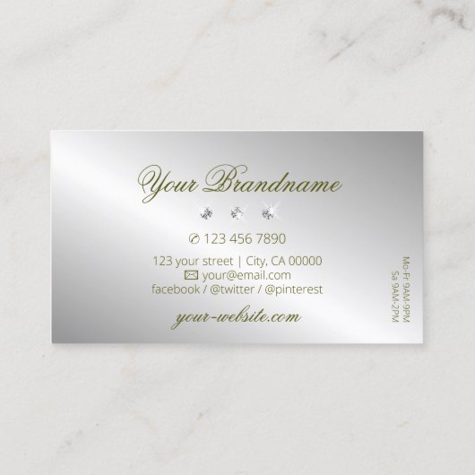 Stylish Yellow Silver Sparking Diamonds Elegant Visitekaartje (Achterkant)