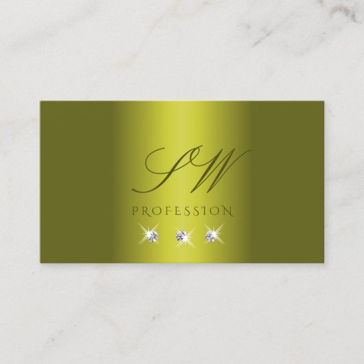 Stylish Yellow Silver Sparking Diamonds Monogram Visitekaartje (Voorkant)