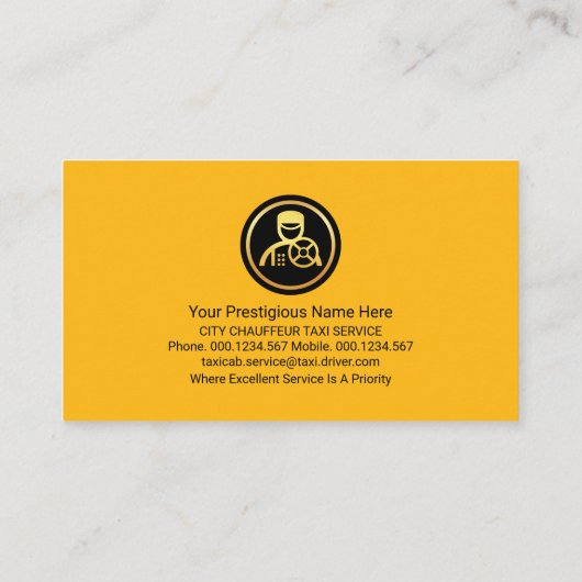 Stylish Yellow Taxi Check Boxes driver Visitekaartje (Achterkant)