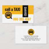Stylish Yellow Taxi Color Driver Visitekaartje (Voorkant / Achterkant)