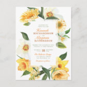 Stylish Yellow Waterverf Daisies Floral Wedding Uitnodiging Briefkaart (Voorkant)