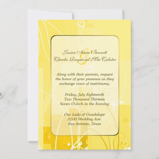 Stylish Yellow Wedding Invitation Kaart (Voorkant)
