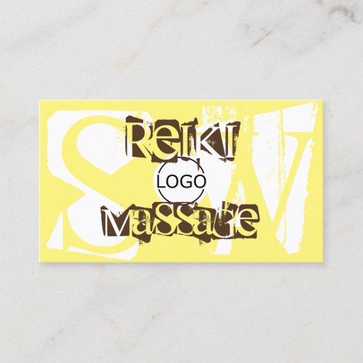 Stylish Yellow White Brown Photo Logo en Monogram Visitekaartje (Voorkant)