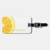STYLISH YELLOW WHITE LEMON FRUIT CALLIGRAPHY TEKST BAGAGELABEL (Voorkant horizontaal)