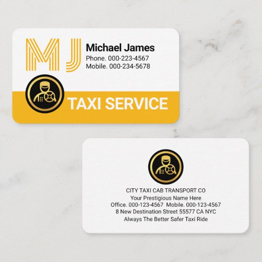 Stylish Your Name Monogram Driving  Visitekaartje (Voorkant / Achterkant)