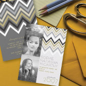 Stylish Zig Zag Chevron Stripes Graduation Party Kaart