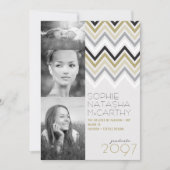 Stylish Zig Zag Chevron Stripes Graduation Party Kaart (Voorkant)