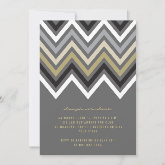 Stylish Zig Zag Chevron Stripes Graduation Party Kaart (Achterkant)