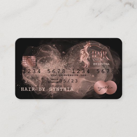 Stylislish Gold haar gestileerde roze creditcard Visitekaartje (Voorkant)