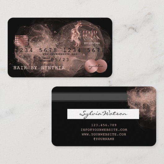 Stylislish Gold haar gestileerde roze creditcard Visitekaartje (Voorkant / Achterkant)